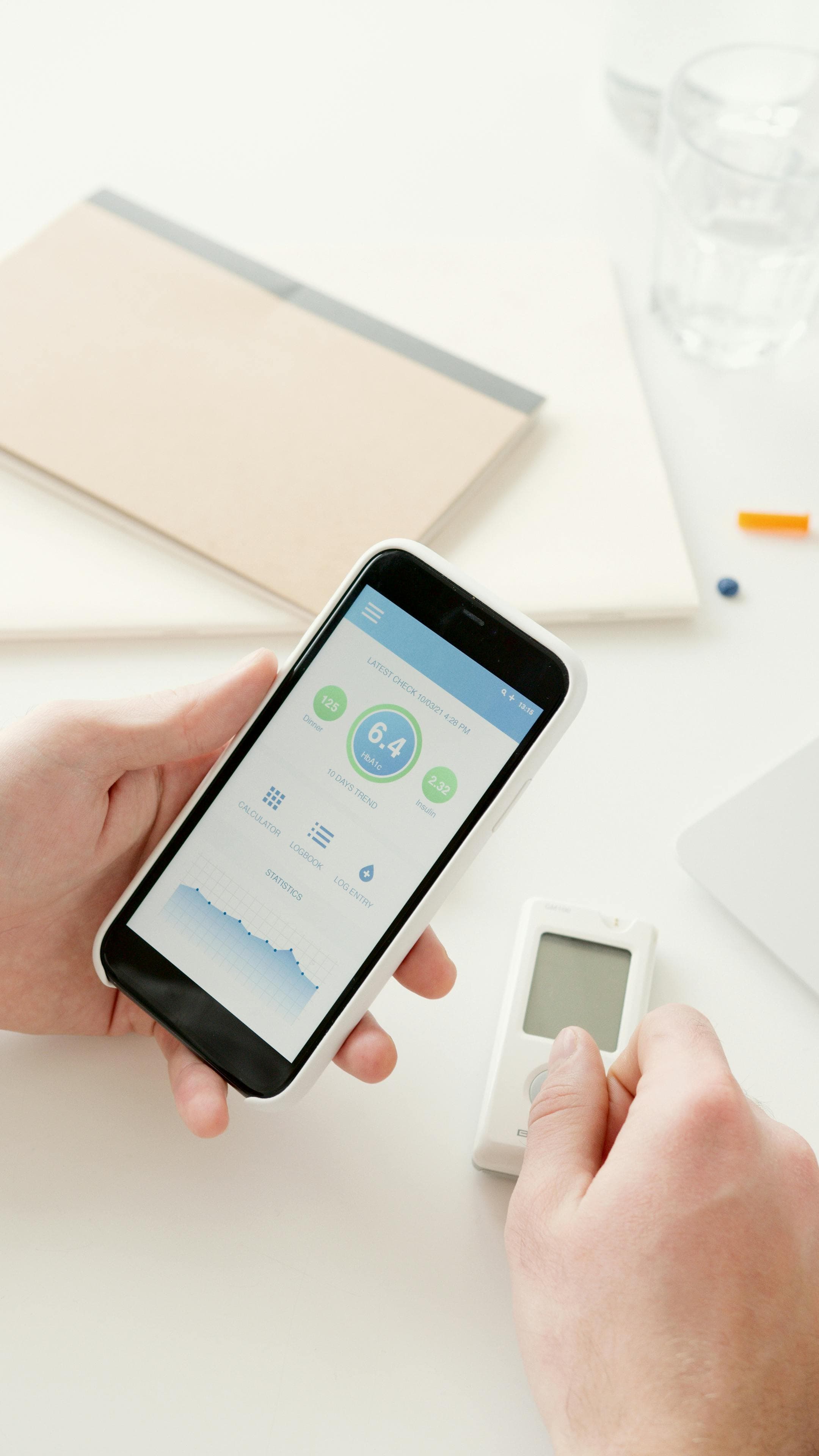 Health monitoring app displaying patient vitals on a smartphone